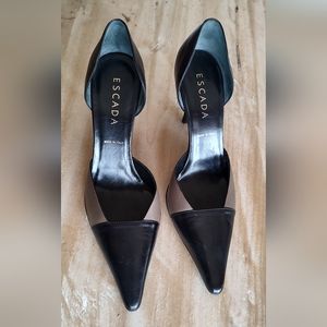 Escada Black and Tan Two-Toned Heels, New! Size 7.5/38